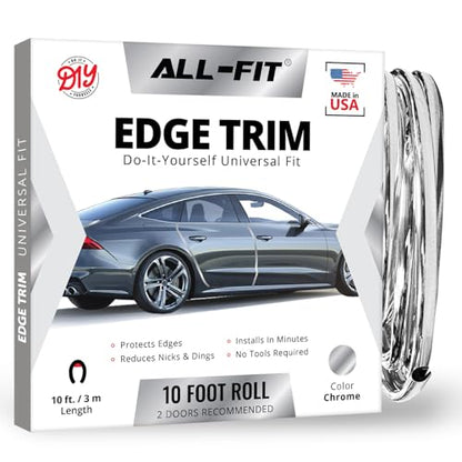 All-Fit Automotive Car Door Edge Protector Made in the USA (10 Ft - Chrome) - color: Chrome