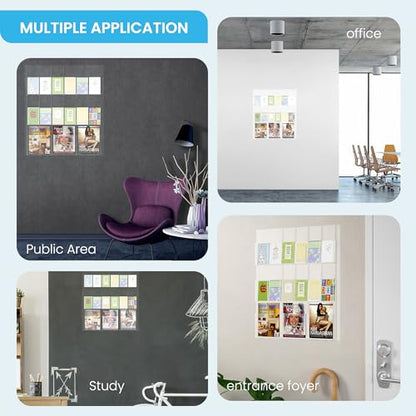 Acrylic Brochure Holder Wall Mount – 3 Magazine Racks & 12 Trifold Pamphlet Holders, Clear Literature Organizer for Office, Home, School, Clinic, Retail - Wall Mounted Flyer Display Rack, Transparent