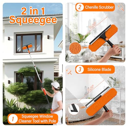 18FT High Reach Duster Cleaning Kit with 3-12 FT Extension Pole - size: Reach 18FT(12FT)