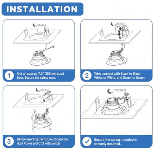 6 inch Commercial Canless LED Downlight, Wattage Adjustable 10/15/22W, 0-10V Dimmable Recessed Ceiling Light Fixture, 5 CCT 2700K-5000K, 120-277V IC Rated UL & Energy Star (1 Pack)