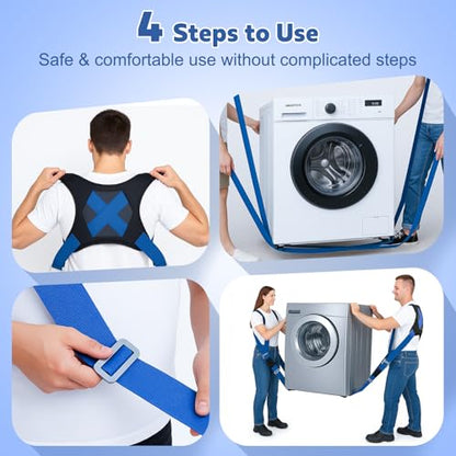 NOCOEX Moving Straps for Lifting 2-Person: Shoulder Lifting & Moving System - color: Blue
