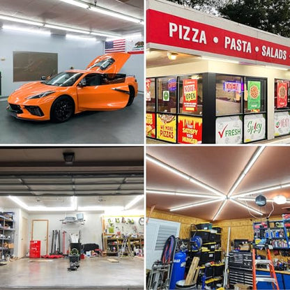 2-Pack 4FT T8 LED Shop Light, 42W 6300LM 5000K Daylight, Linkable with Plug Shop Lights for Garage Ceiling Workshop Commercial Lighting