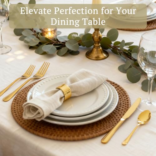 Astercook 25-Piece Gold Silverware Set with Steak Knives, Flatware Tableware Set for 4, Great Food-Grade Stainless Steel Cutlery Set, Mirror Polished Dining Utensils Set, Perfect for Home Restaurant