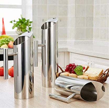 Stainless Steel Water Pitcher Carafe with Ice Guard 53 Ounces Capacity Chrome Plated Mirror Finish by MUGLIO - color: Silver, size: 53 Ounces