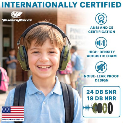 Kids Noise Canceling Headphones - 31 dB (2K Hz) - Ear Protection Earmuffs - color: Green