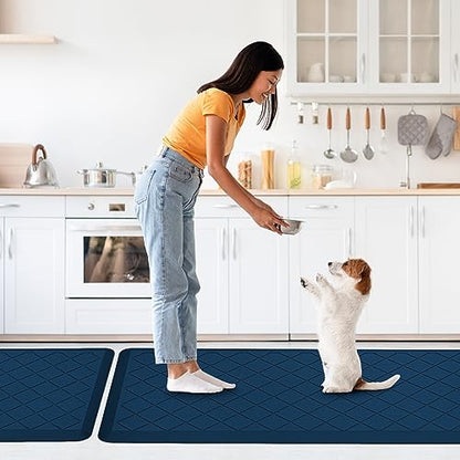 Cushioned Kitchen Mat 2 PCS, Anti Fatigue Kitchen Rugs, Heavy Duty Non-Skid, Ergonomic Comfort Foam Kitchen Floor Mat for Home, Office, Sink, Laundry, Blue - color: Blue