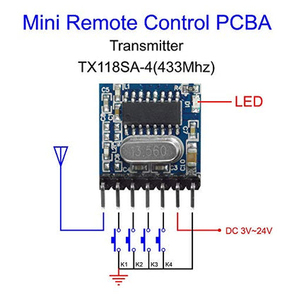 QIACHIP RX480E 433MHz RF Transmitter Receiver Module, 4CH EV1527 Kit - style: Transmitter and Receiver kit