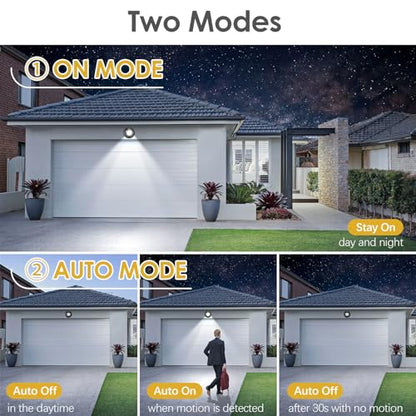 6000K Battery Motion Sensor Light Outdoor Waterproof Wireless LED Battery Powered Wall Light Auto On/Off Night Light 2 Pack Cool White