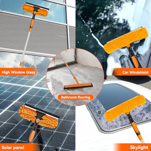 Window Washing Kit with Extension Pole: 3 in 1 Double-Sided Professional