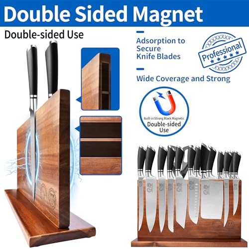 XYJ 13-Piece Chef Knife Set with Magnetic Knife Block, Kitchen Tools - color: Half Black, size: 16 in 1 with block