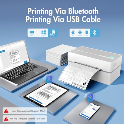 Thermal Shipping Label Printer 4x6 Bluetooth Label Maker for Small Business - color: White