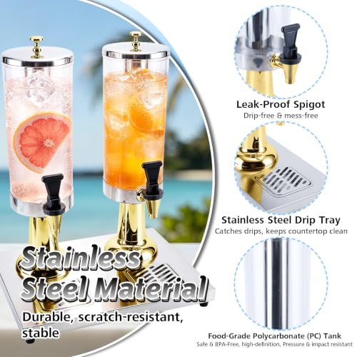 1.6 Gallon Drink Dispenser with Stainless Steel Stand & Ice Core - color: Gold