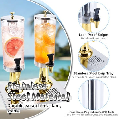 1.6 Gallon Drink Dispenser with Stainless Steel Stand & Ice Core - color: Gold