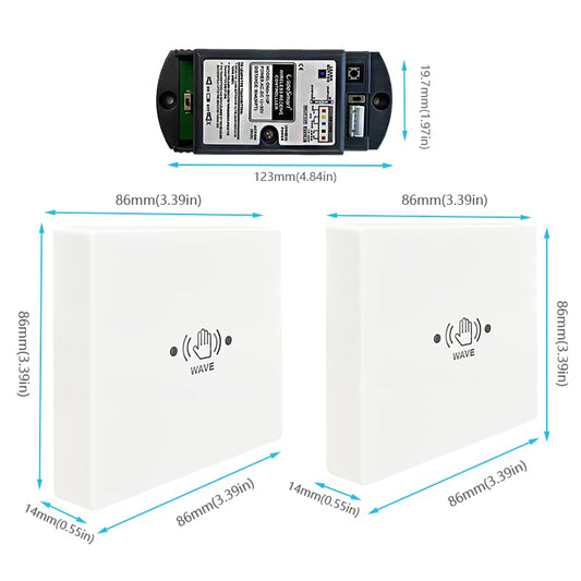Olideauto Wireless Infrared Non-Touch Switch M-605MHW for Electric Door Opener,Hand Wave Sensor Open Door,Sensoring Distance Adjustable,Include 2PCS Wireless Switches and 1PCS Wired Receiver (White) - color: White