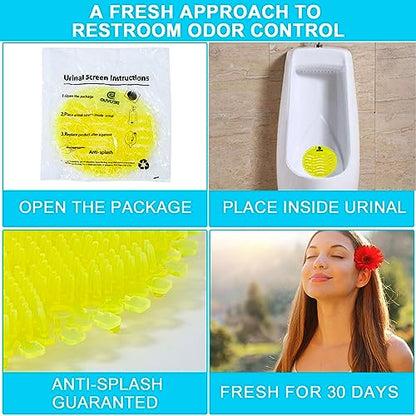 Deuvuo Urinal Screens Deodorizer (15 Pack) | Urinal Cakes Deodorizer 3D Wave Anti-Splash Odor Protection Urinal Mats for Toilets, Bathroom, Office Hotels | Long-lasting fragrance