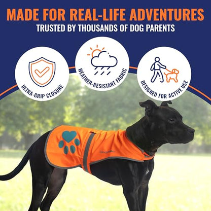 Blaze Orange Dog Vest. Reflective High Visibility in Hunting & Wooded Areas - size: Medium
