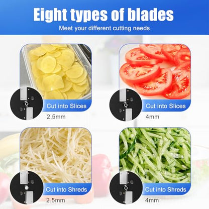 MOGAN 8-In-1 Electric Vegetable Cutter, Commercial Vegetable Dicer Slicer - color: Blue-8