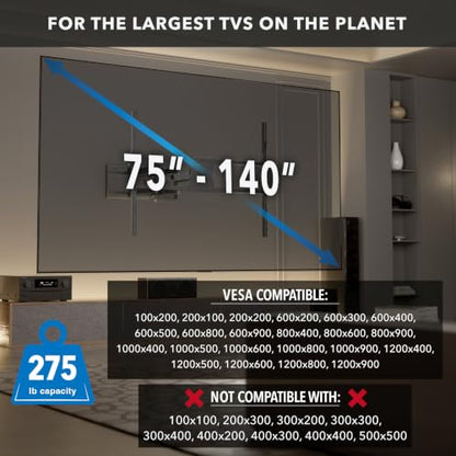 Mount-It! The Beast XXL Long Arm TV Wall Mount, 75-140" - style: Indoor - XL
