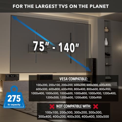 Mount-It! The Beast XXL Long Arm TV Wall Mount, 75-140" - style: Indoor - XL