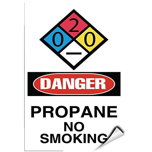 Vinyl Label Sticker Danger Propane No Smoking Sign Flammable 12 x 18 Inches