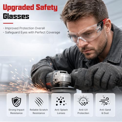 24 Pack Clear Safety Glasses Bulk for Men Women ANSI Z87.1 UV Protection - color: Red
