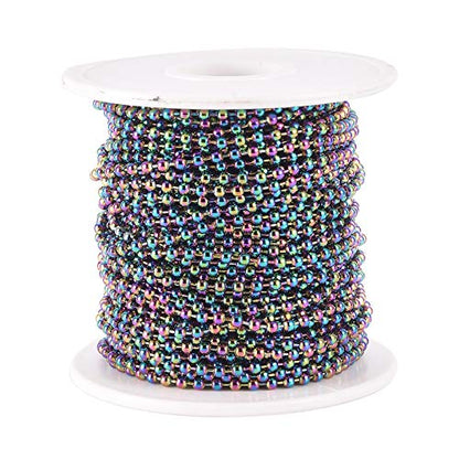 Craftdady 32.8 Feet Stainless Steel Ball Bead Chains 2.5mm Multi-Color Soldered Round Bead Links Chains with Spool for DIY Bracelet Necklace Jewelry Craft Making - color: Multicolor,10 Meters,2.5mm