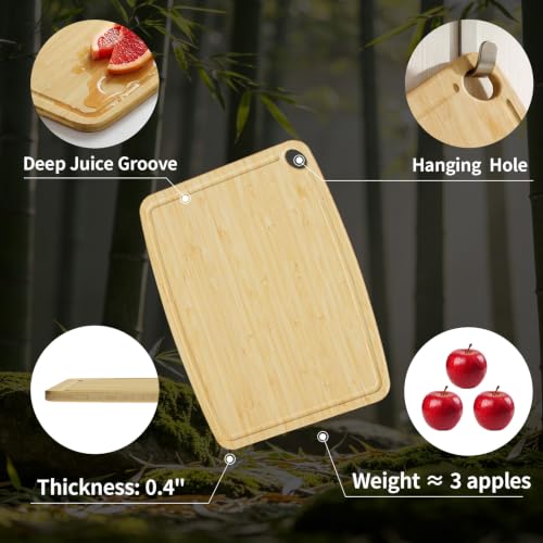 Dishwasher Safe Cutting Board,Bamboo Cutting Board with Juice Groove - color: Natural, size: Set of 2 (Small + Medium)