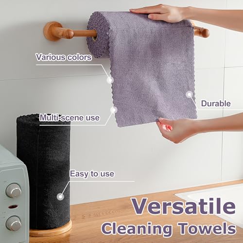 Jessy Home 80 Pack Microfiber Cleaning Cloth Roll Reusable Paper Towels 12"x12" Tear Away Cloth, Microfiber Towels for Cars, Wash Cloths, Lint Free Rags for House, Kitchen,Window,Cleaning Supplies - color: Dark Purple