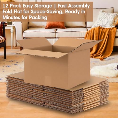 Double Wall Corrugated Moving Boxes, 12 Pack, 20×15×20" - size: 20" x 15" x 20"-No Handle