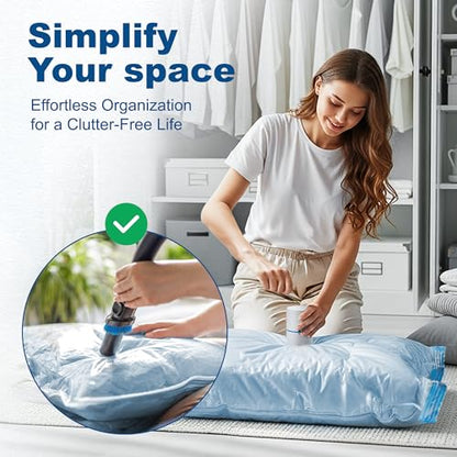 HOUSE DAY 10 Small Vacuum Seal Bags For Clothing Travel, 80% Space Saving Travel Vacuum Bags with Electric Pump, Vacuum Storage Bags For Clothes, Bedding, Moving, Camping, Toys, Storage & Organization - size: 10 Small-E PUMP