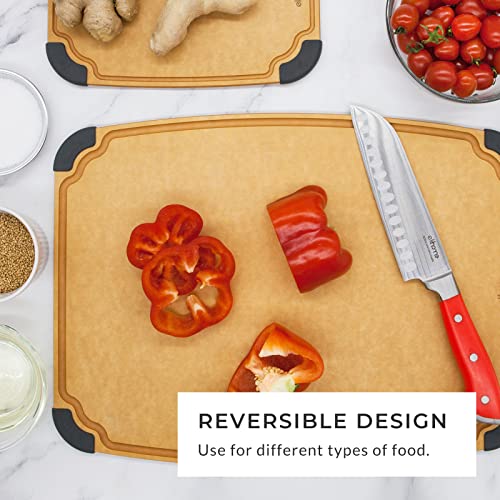 Elihome Essential Series Cutitng Board for Kitchen- Natural Wood Fiber, Dishwasher Safe, Eco-Friendly, Juice Grooves, Non-slip Feet, Non-Porous, Reversible, BPA Free, Medium - 12" x 8", 12pcs Pack - style: 12 Pack (M)