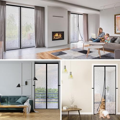 RELIANCER Magnetic Thermal Insulated Door Curtain,Waterproof EVA Door Cover,Fit Doors Size 34"x96",Temperature Protection Insulated Doorway Curtain Partition,Patio Self-Closing Doors Net Screen - size: Fits Door Size 34"X96"