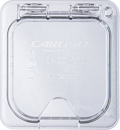 Carlisle FoodService Products StorPlus EZ Access Lid, Cover for 1/6 Size Food Pans, Single Notched, 6.88" x 6.31", 1 Count, Clear