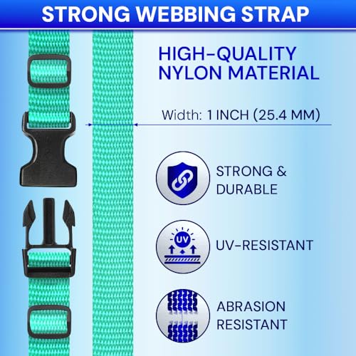 TECEUM 1" Nylon Strap Kit with Buckles, Turqouise 6 yards Repair Set - color: Turqouise, size: 1" - 6 yards, style: 6 Buckle - 12 Slides - 6 D-rind