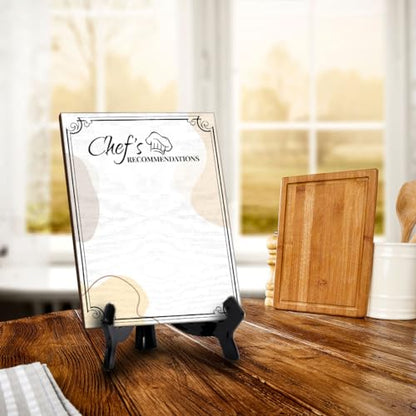 Chef's Recommendations 6x8 Dry Wipe Table Sign Easy Installation | Restaurant & Bar | Perfect To Clearly Direct Customers & Advertise Specials | No Pen Included - style: Chef's Recommendations
