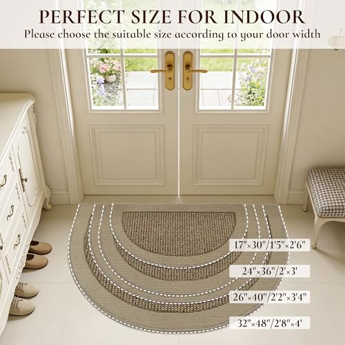 Dirt Trapper Door Mats 24" x 36", Non-Slip & Washable, Beige - color: Beige, size: 24" X 36" (Semicircular)