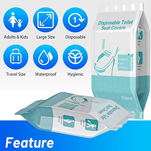 30 Pack Toilet Seat Covers Disposable100% Waterproof XL Individually Wrapped Disposable Toilet Seat Covers for Adults and Kids Potty Training, Travel Accessories for Public Restrooms Airplane Camping - size: 30 Pack, XL