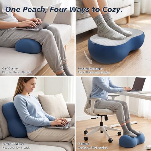 Foot Rest Under Desk, Ergonomic Memory Foam Under Desk Footrest - color: Midnight Navy