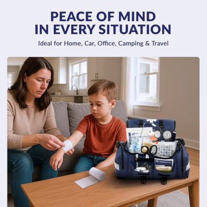 MFASCO Trauma Bag First Aid Kit Emergency Response Supplies Blue - color: Blue