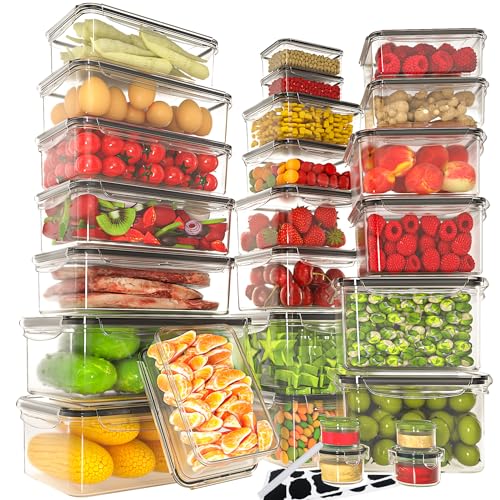 52 PCS Large Food Storage Containers with Lids Airtight, BPA-Free Leakproof Plastic Meal Prep Containers Reusable,Microwave & Dishwasher & Freezer Safe,Includes Labels & Pen - color: Black 26 Pack