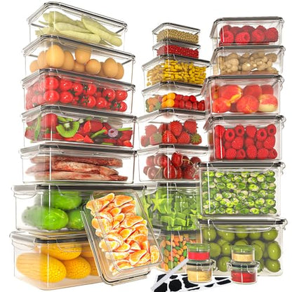 52 PCS Large Food Storage Containers with Lids Airtight, BPA-Free Leakproof Plastic Meal Prep Containers Reusable,Microwave & Dishwasher & Freezer Safe,Includes Labels & Pen - color: Black 26 Pack
