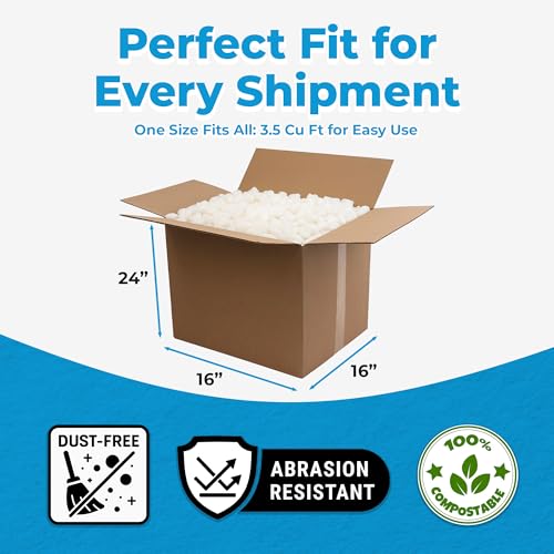 MagicWater Packing Peanuts for Shipping - Void Filler Cushion - 3.5 Cu Ft - size: 3.5 Cu Ft