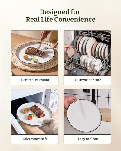 Famiware Nebula 12-Piece Dinnerware Set, White with Black Rim - color: White with Black Rim, size: Service for 4 (Standard Dinner Set)
