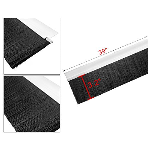 uxcell Door Brush Bottom Sweep h-Shape Aluminum Alloy Holder with 3.2-inch Black Nylon Brush, 1000mm x 108mm(Approx 39.37-inch x 4.25-inch) - color: Silver, size: 39.37" x 3.2"