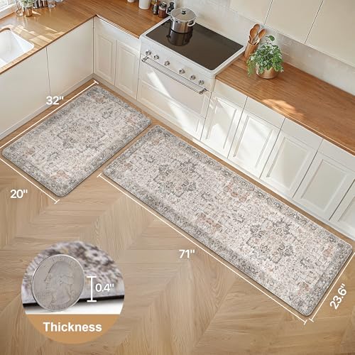 GENIMO Anti Fatigue Kitchen Mats for Floor 2PCS, Standing Rugs,GrayTaupe - color: Light Taupe Brown, size: 23.6"x71"+20" x 32"--0.4 inches