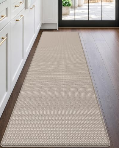 DEXI Kitchen Floor Mats Cushioned Anti Fatigue, 17x59 Standing Runner Rug - color: Beige, size: 59"l X 17"w X 0.4"th