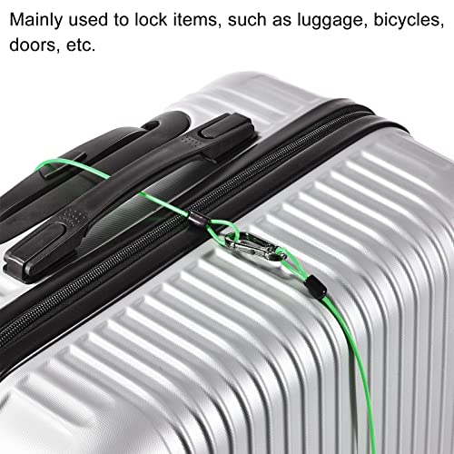 PATIKIL Security Steel Cable 2.5mm x 0.5m/1.64ft Coated Luggage Lock Wire Rope with Double Loop Green 2 Pack - color: Green, size: 2.5mmx0.5m