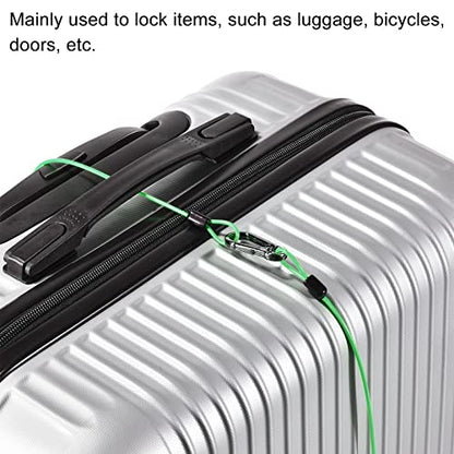 PATIKIL Security Steel Cable 2.5mm x 0.5m/1.64ft Coated Luggage Lock Wire Rope with Double Loop Green 2 Pack - color: Green, size: 2.5mmx0.5m