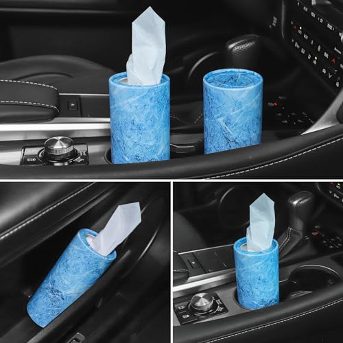 SINGARO Car Tissue Holder, 4 Pack Car Cup Holder Facial Tissues with Travel Tissue Bag, Quick and Convenient Flower Combination Box(4 Canisters/200 Tissues) Blue - color: Blue