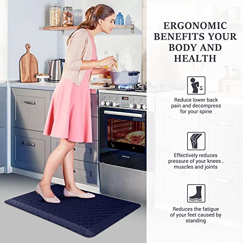 HappyTrends Kitchen Floor Mat - 4/5 Inch Thick Anti-Fatigue Kitchen Rug - color: Blue, size: 28"L x 17.3"W x 0.8"Th